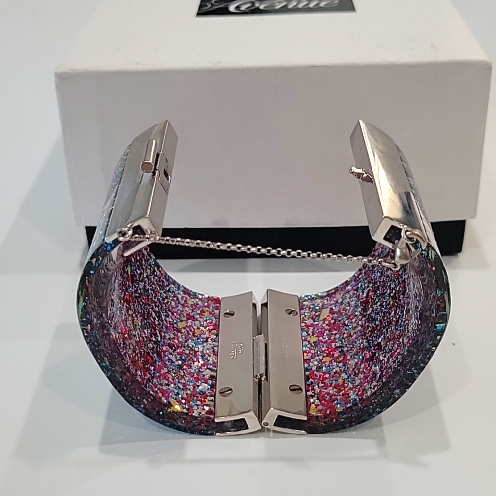 CELINE Confetti Glitter Resin Bangle Bracelet - Picture 12 of 13